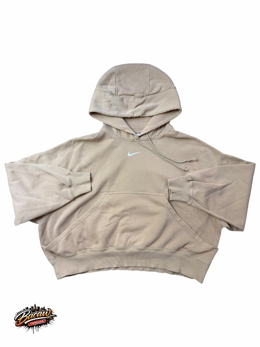 Nike Center Swoosh Phoenix Fleece oversized Beige cropped Women’s medium hoodie